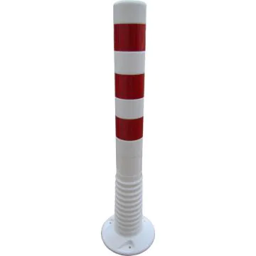 Absperrpfosten flexibel PUR weiß/rot - retroreflektierend, 750 mm