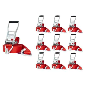 Lasiprofi Zurrgurt 50 mm- zweiteilig - rot - 10m - Doppelspitzhaken - Vorteilspreis im Sparpaket