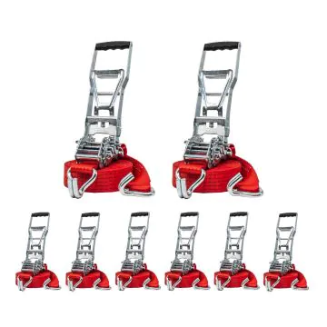 Lasiprofi ERGO-Zurrgurt 50 mm- zweiteilig - rot 8m - Doppelspitzhaken - Vorteilspreis im Sparpaket