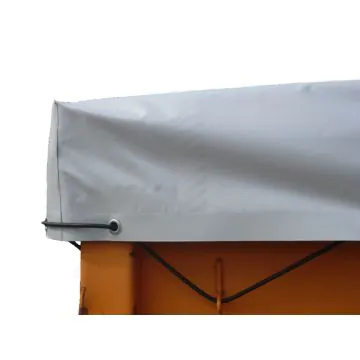 Standardcontainerplane mit 2 ausgeformten Ecken m. Gummiseil, 7,0x2,5m , eine Seite offen