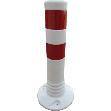 Absperrpfosten flexibel PUR weiß/rot - retroreflektierend, 450 mm