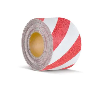 Warnmarkierung Antirutschbelag - Rolle 100mm x18,3m, rot/weiß