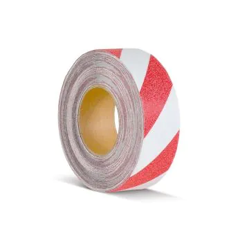 Warnmarkierung Antirutschbelag - Rolle 50mm x18,3m, rot/weiß