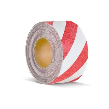 Warnmarkierung Antirutschbelag - Rolle 75mm x18,3m, rot/weiß