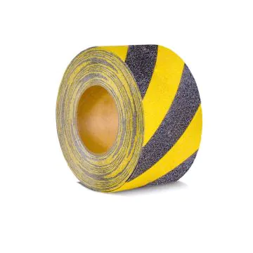 Warnmarkierung Antirutschbelag - Rolle 75mm x18,3m, schwarz/gelb