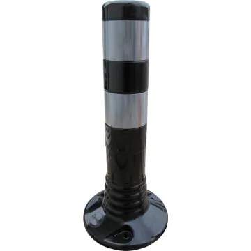 Absperrpfosten flexibel PUR schwarz/silber - retroreflektierend, 450 mm