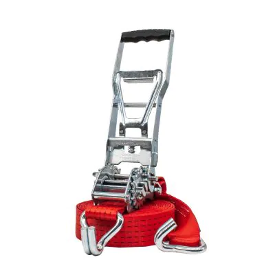 Lasiprofi ERGO-Power-Zug-Ratsche 50 mm, 8,0 m, rot mit Doppelspitzhaken, STF 950 daN, zweiteilig
